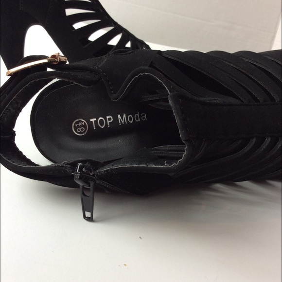Top Moda Black Cutouts Heels Size 8.5 - Picture 8 of 16